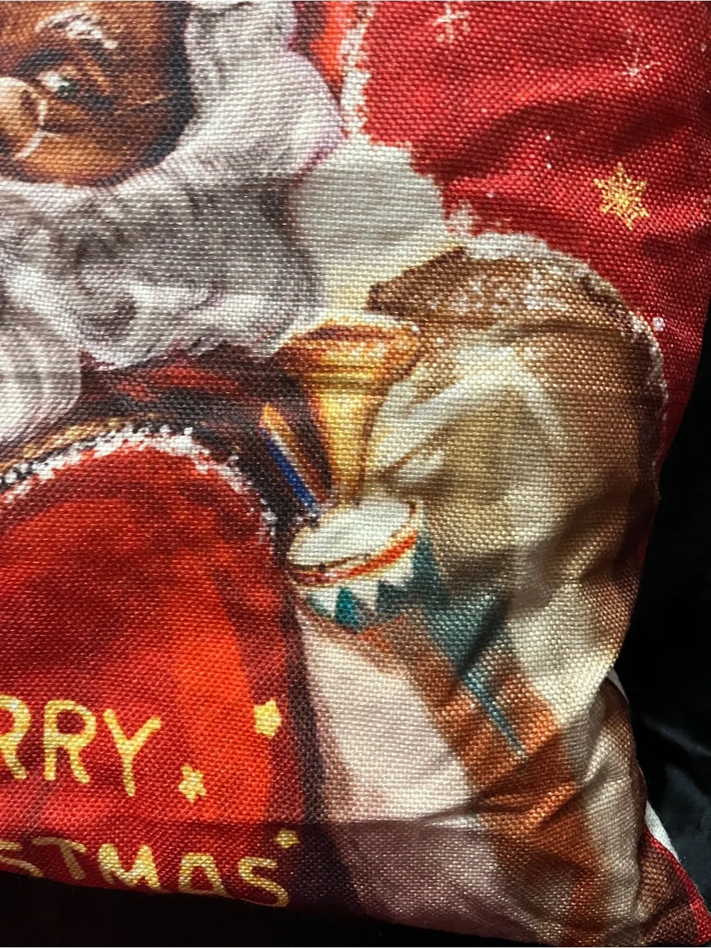 Black Santa Christmas Pillow Cover 17” Red Gold African American Holiday Decor